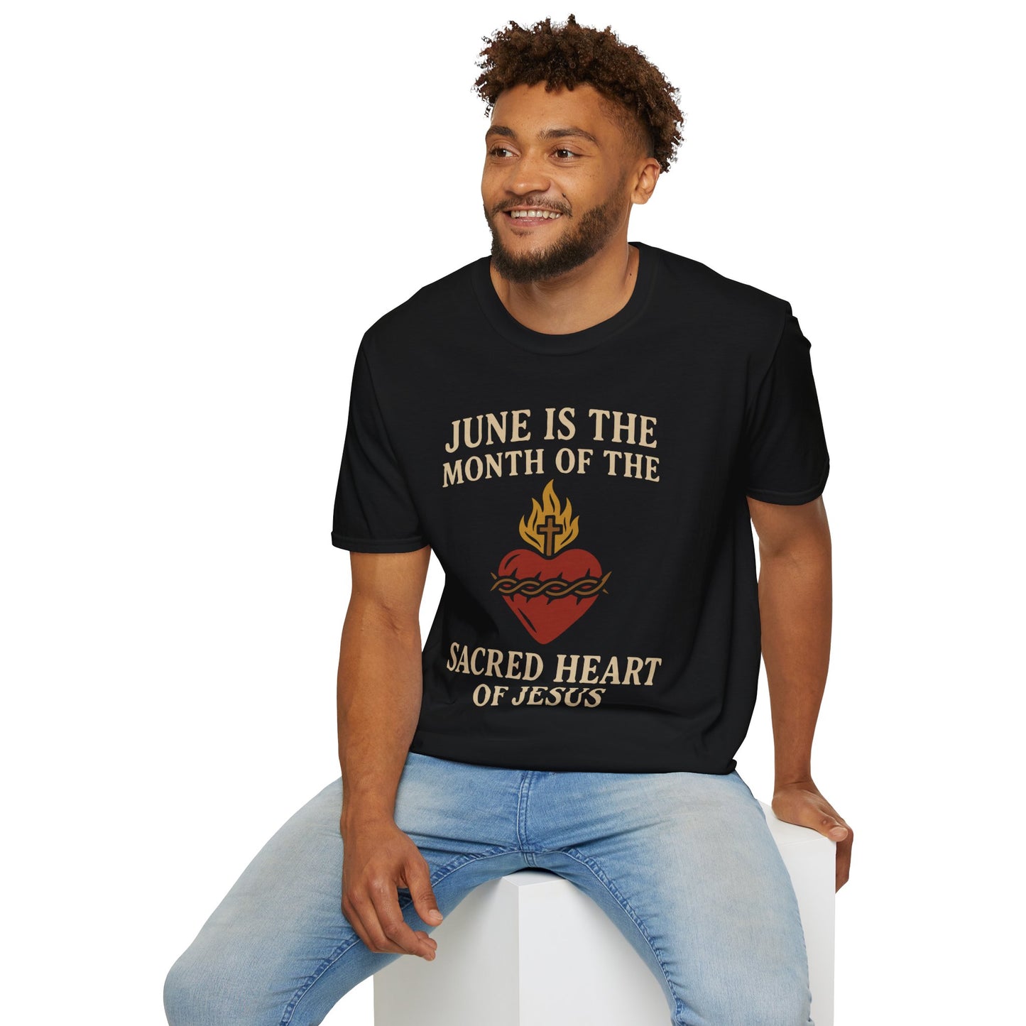 Sacred Heart of Jesus T-Shirt, Faith-based Tee, Christian Gift, Spiritual Apparel, Monthly Devotion Shirt