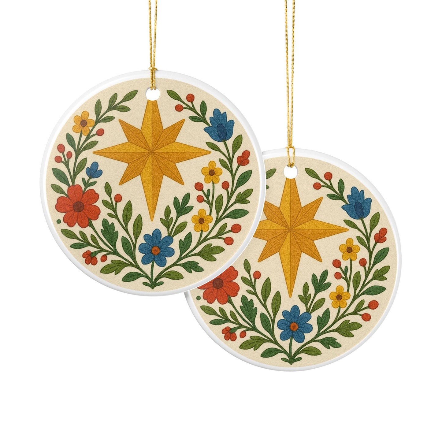Star of Bethlehem Ceramic Christmas Ornament (2-Sided)