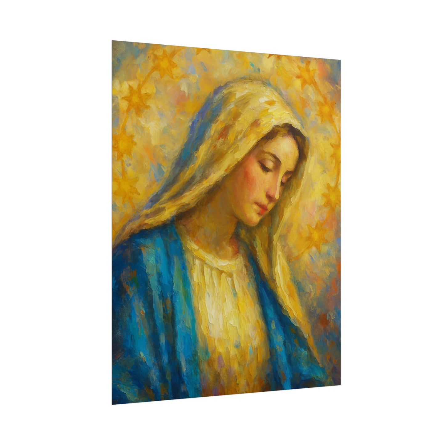 Virgin Mary Impressionist Art – Catholic Rolled Poster | 5x7, 8x10, 11x14, 16x20 Sizes