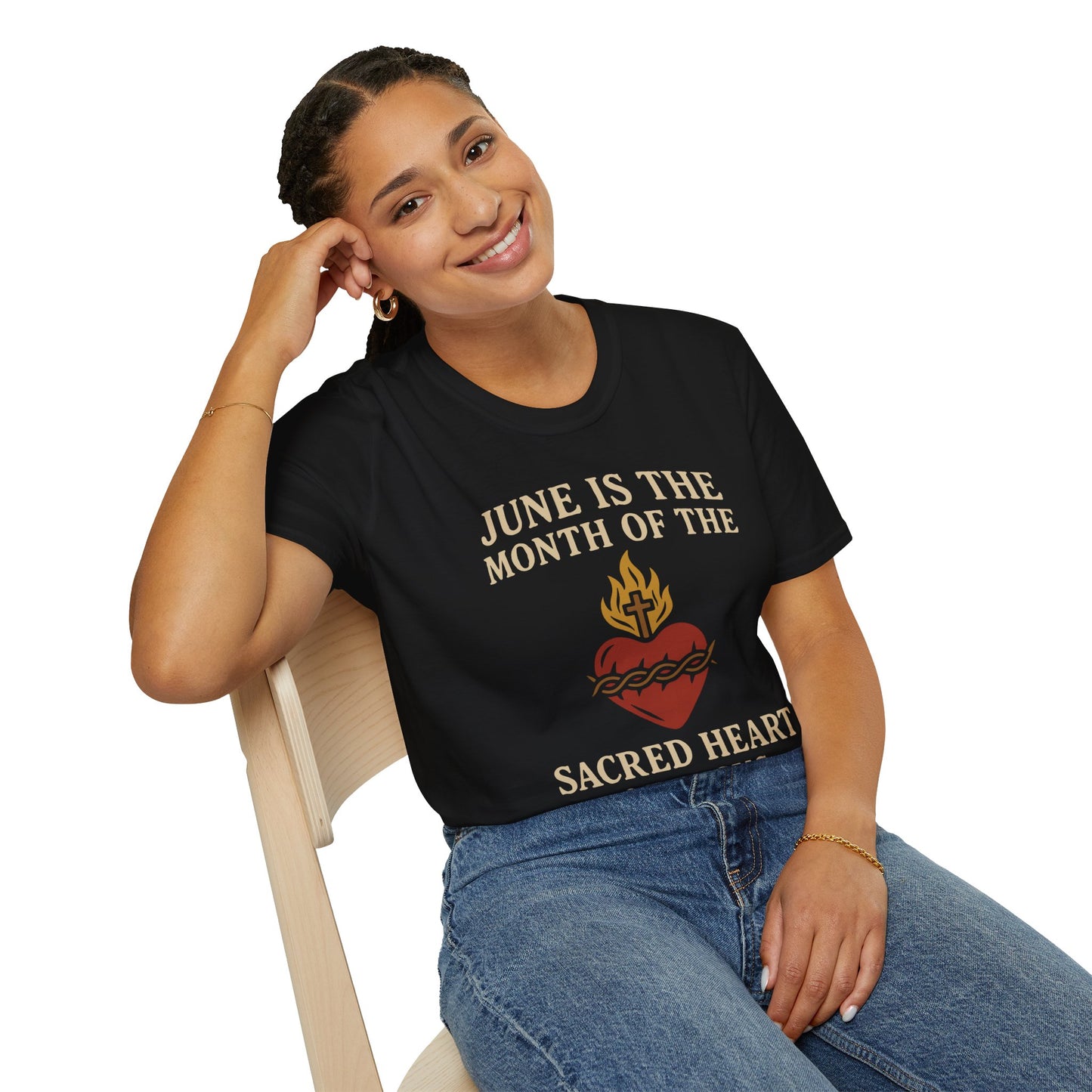 Sacred Heart of Jesus T-Shirt, Faith-based Tee, Christian Gift, Spiritual Apparel, Monthly Devotion Shirt