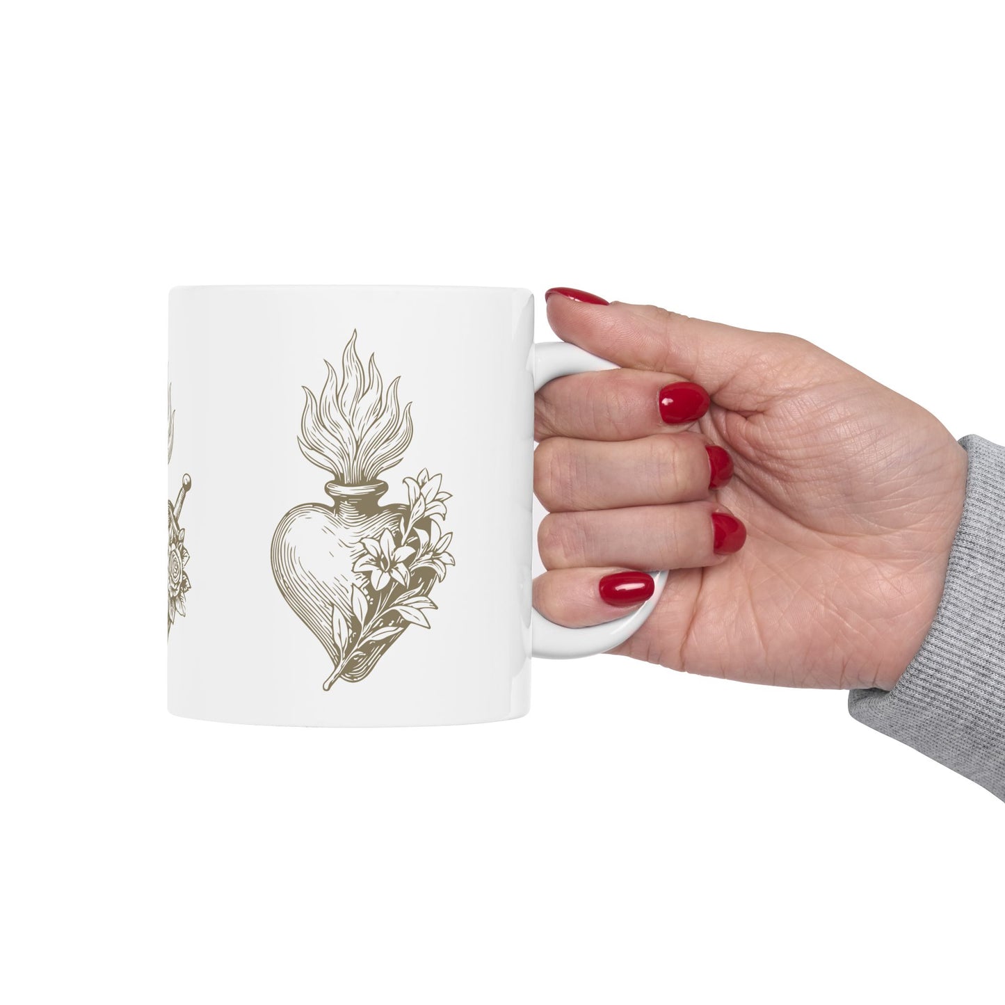 Three Hearts of the Holy Family Mug – Sacred Heart, Immaculate Heart, and Chaste Heart (11oz or 15oz)