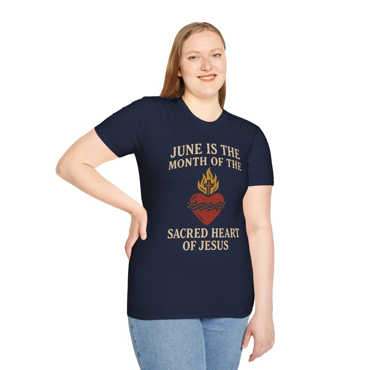 Sacred Heart of Jesus T-Shirt, Faith-based Tee, Christian Gift, Spiritual Apparel, Monthly Devotion Shirt