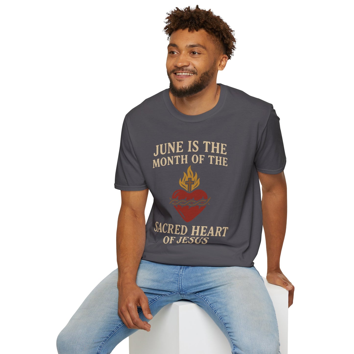 Sacred Heart of Jesus T-Shirt, Faith-based Tee, Christian Gift, Spiritual Apparel, Monthly Devotion Shirt