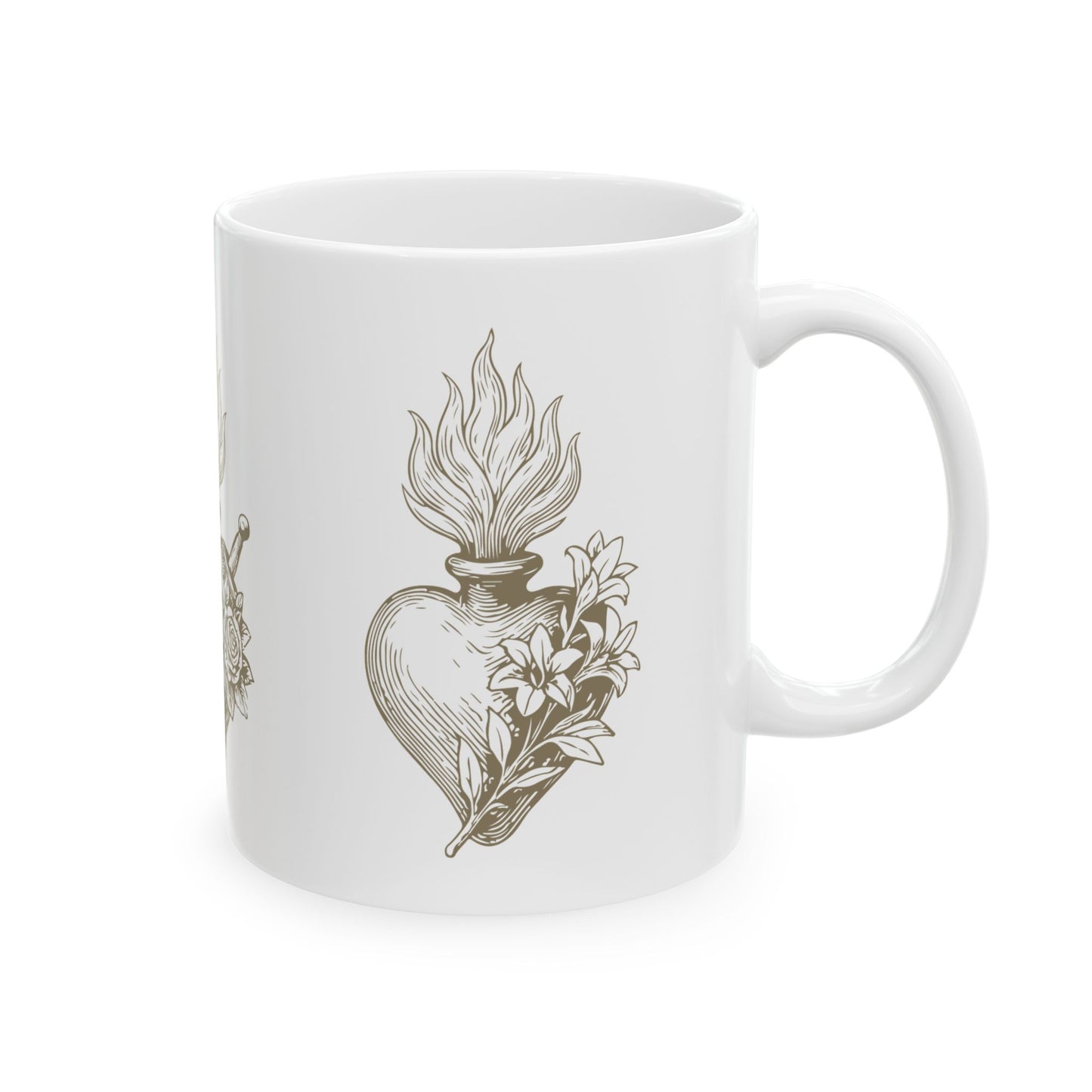 Three Hearts of the Holy Family Mug – Sacred Heart, Immaculate Heart, and Chaste Heart (11oz or 15oz)