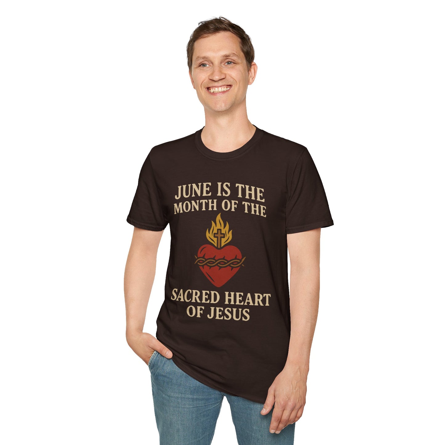 Sacred Heart of Jesus T-Shirt, Faith-based Tee, Christian Gift, Spiritual Apparel, Monthly Devotion Shirt