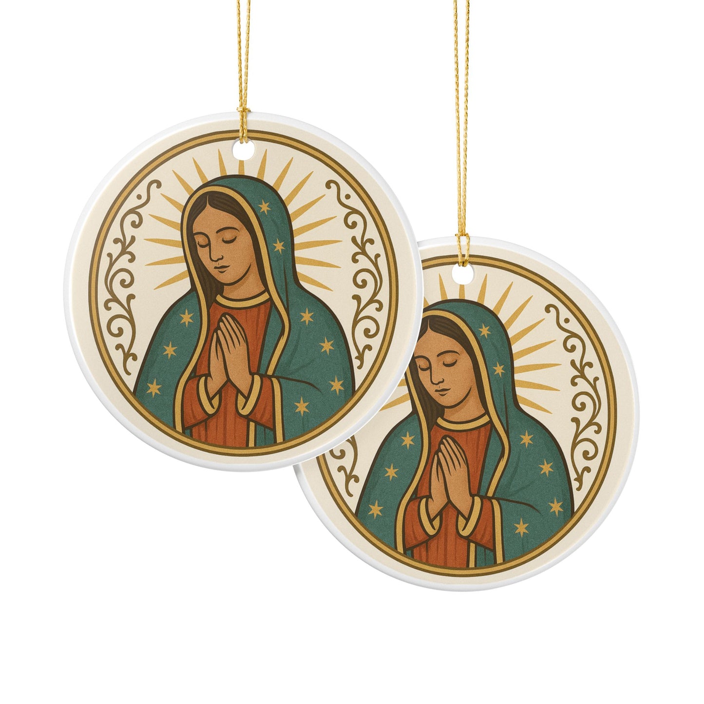 Our Lady of Guadalupe Ceramic Christmas Ornament (2-Sided)