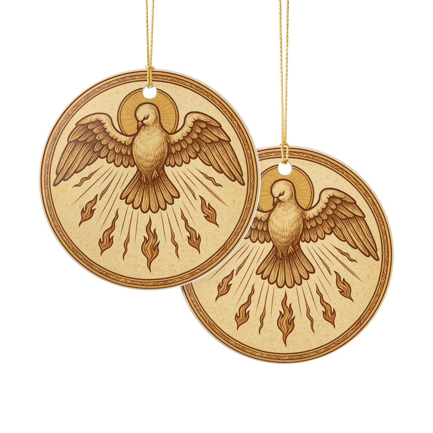 Holy Spirit Dove Ceramic Christmas Ornament (2-Sided)