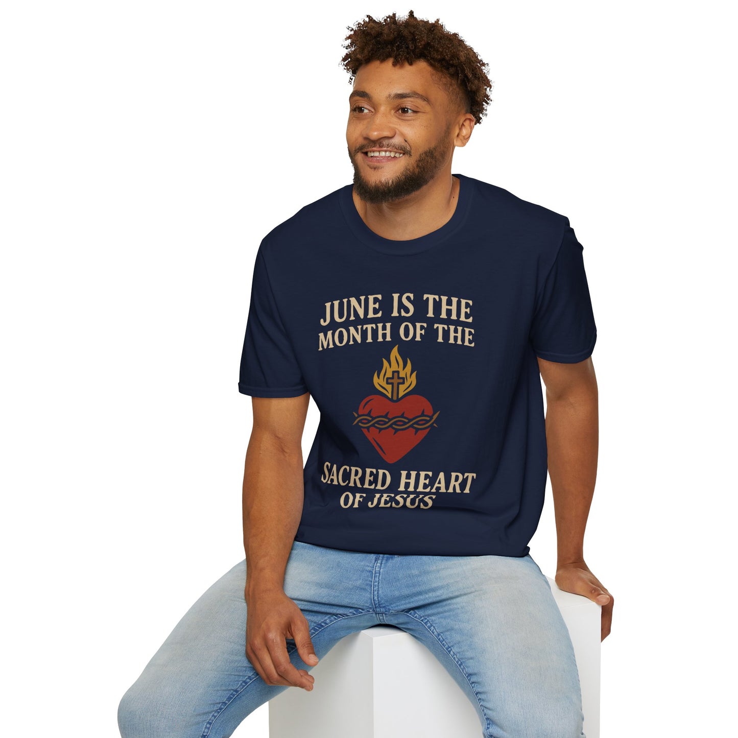 Sacred Heart of Jesus T-Shirt, Faith-based Tee, Christian Gift, Spiritual Apparel, Monthly Devotion Shirt