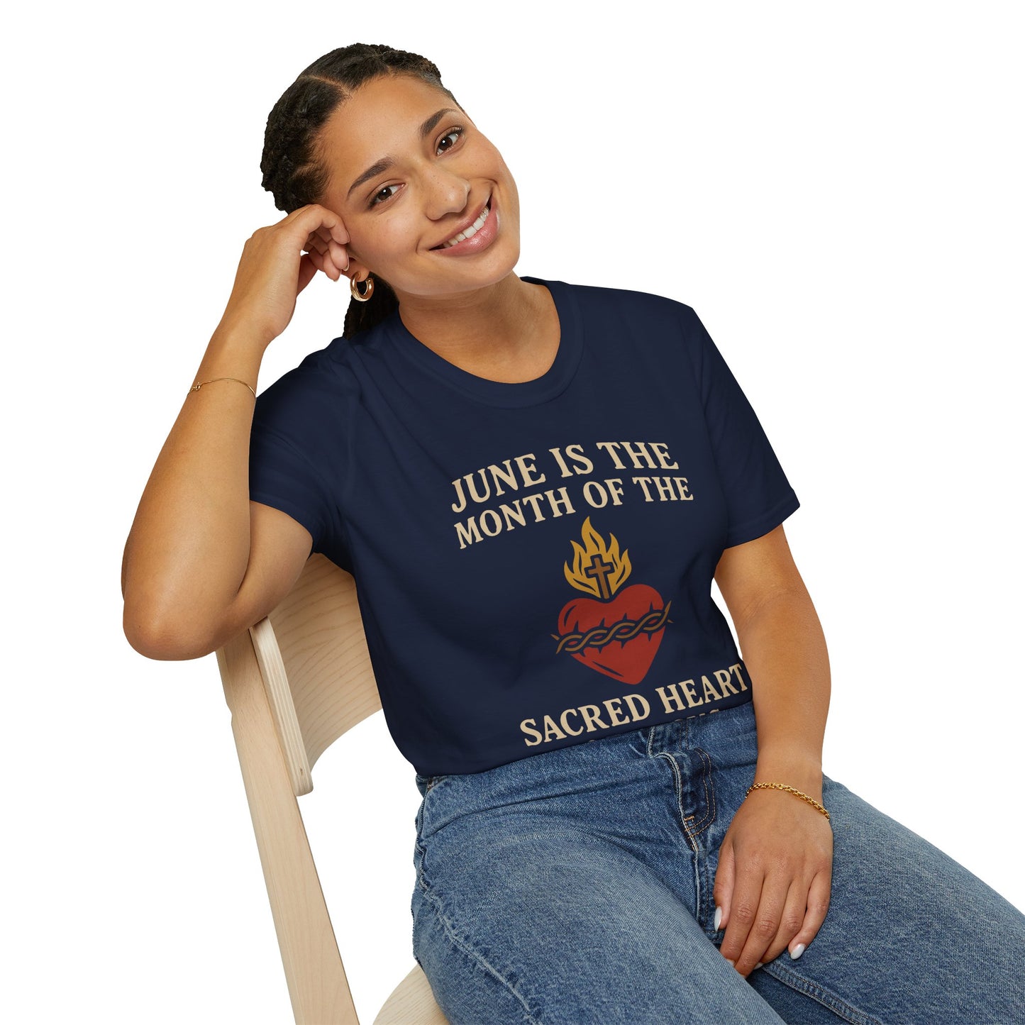 Sacred Heart of Jesus T-Shirt, Faith-based Tee, Christian Gift, Spiritual Apparel, Monthly Devotion Shirt