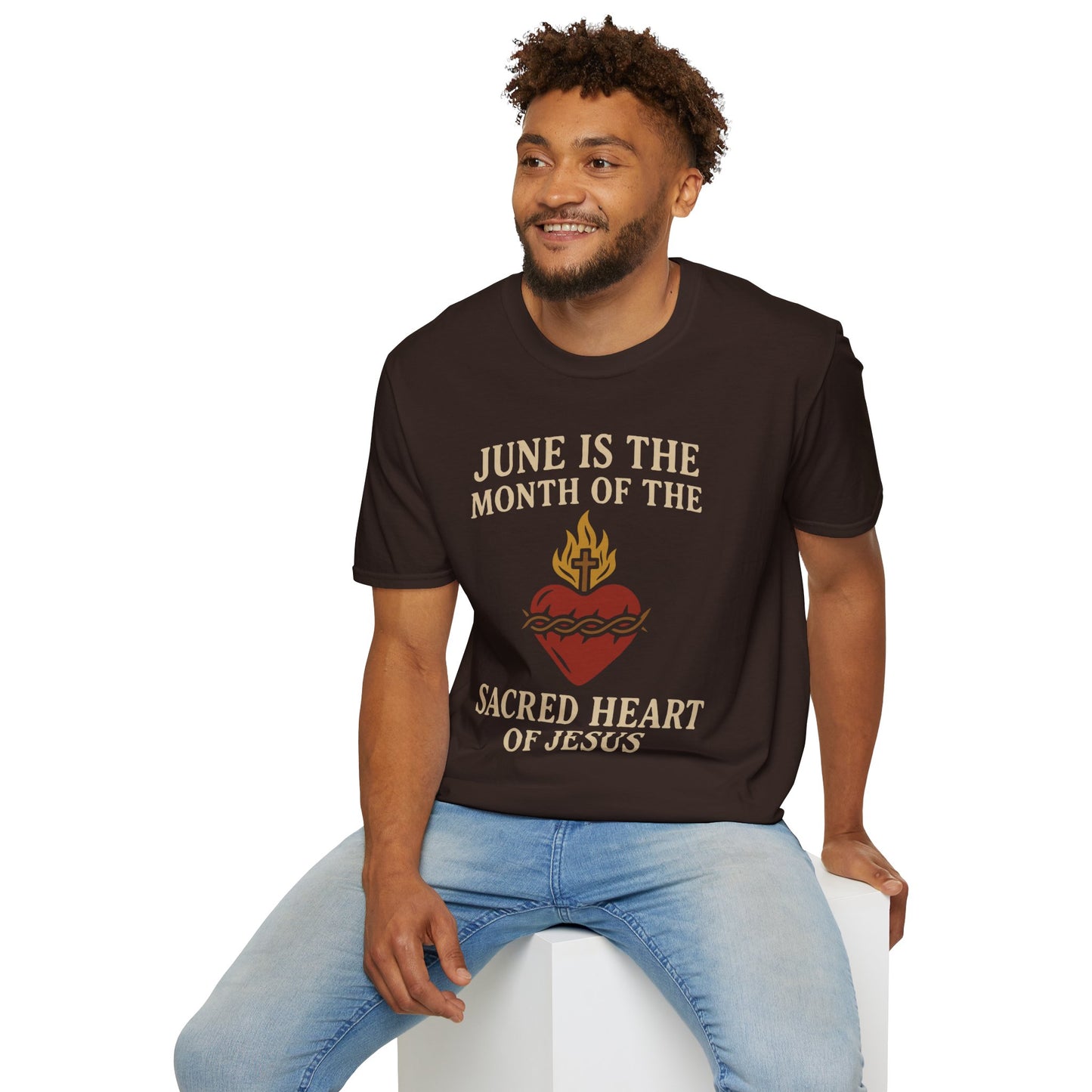 Sacred Heart of Jesus T-Shirt, Faith-based Tee, Christian Gift, Spiritual Apparel, Monthly Devotion Shirt