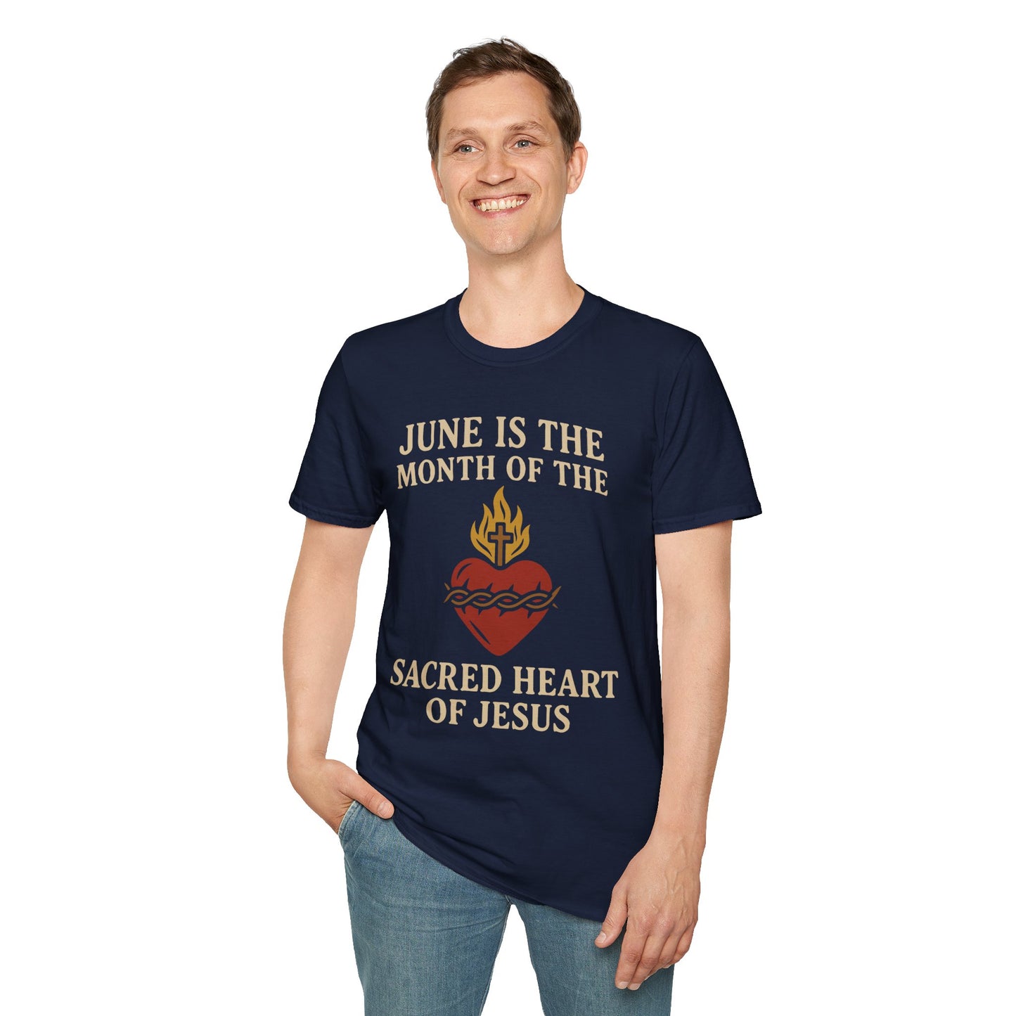 Sacred Heart of Jesus T-Shirt, Faith-based Tee, Christian Gift, Spiritual Apparel, Monthly Devotion Shirt
