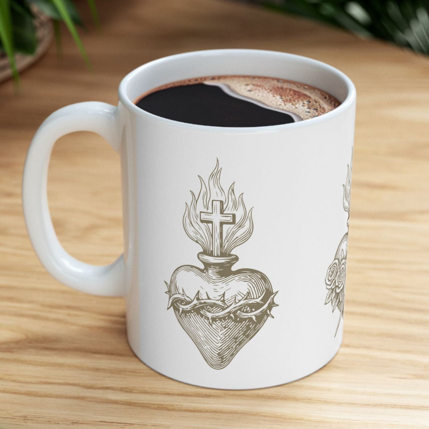 Three Hearts of the Holy Family Mug – Sacred Heart, Immaculate Heart, and Chaste Heart (11oz or 15oz)