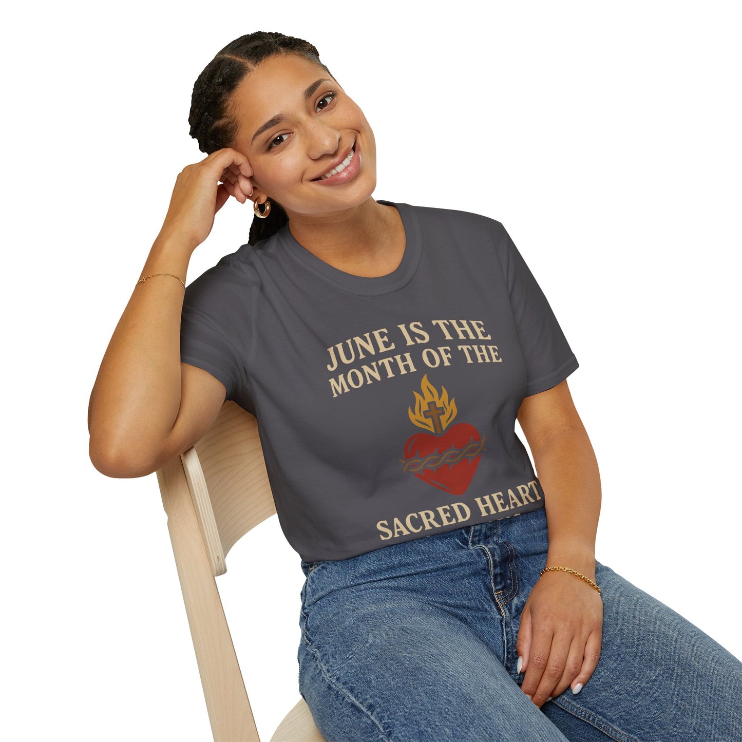 Sacred Heart of Jesus T-Shirt, Faith-based Tee, Christian Gift, Spiritual Apparel, Monthly Devotion Shirt