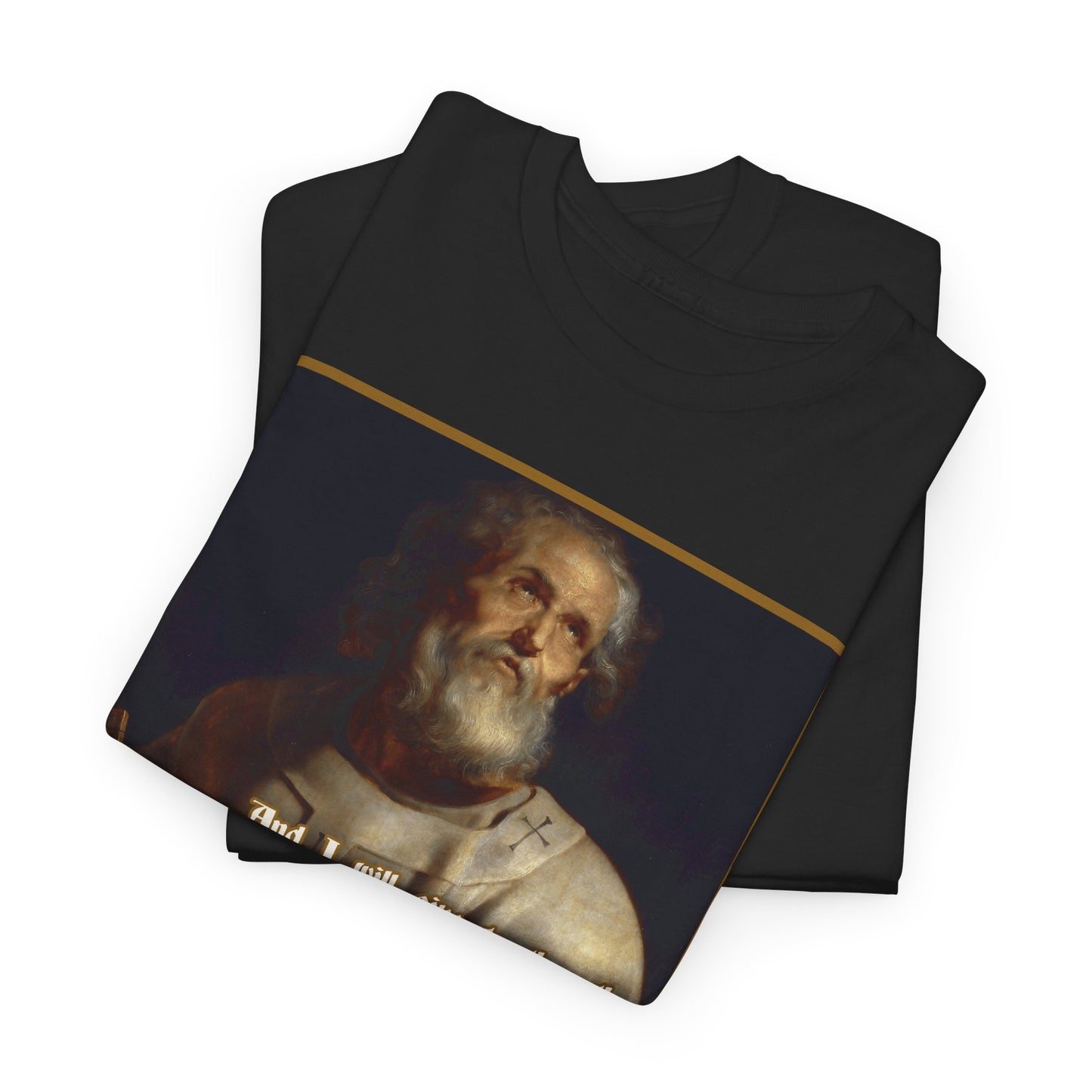St. Peter Matthew 16:19 Christian Catholic T-Shirt - Black