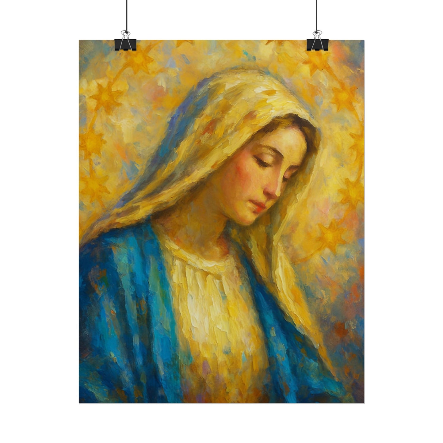 Virgin Mary Impressionist Art – Catholic Rolled Poster | 5x7, 8x10, 11x14, 16x20 Sizes