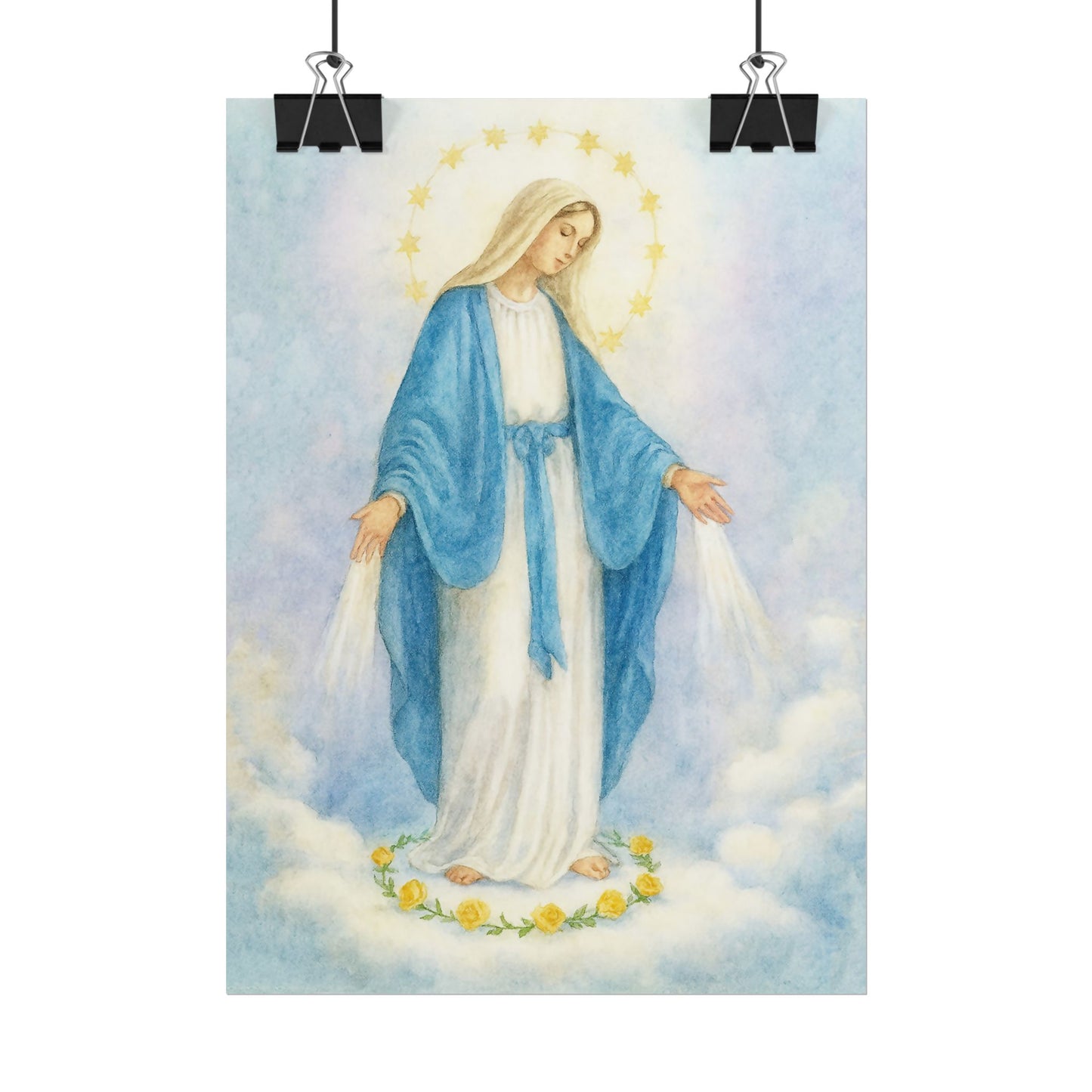 Our Lady of Grace Watercolor Art – Catholic Rolled Poster | 5x7, 8x10, 11x14, 16x20 Sizes