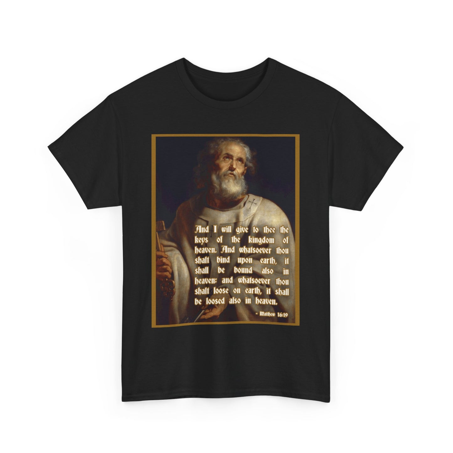 St. Peter Matthew 16:19 Christian Catholic T-Shirt - Black