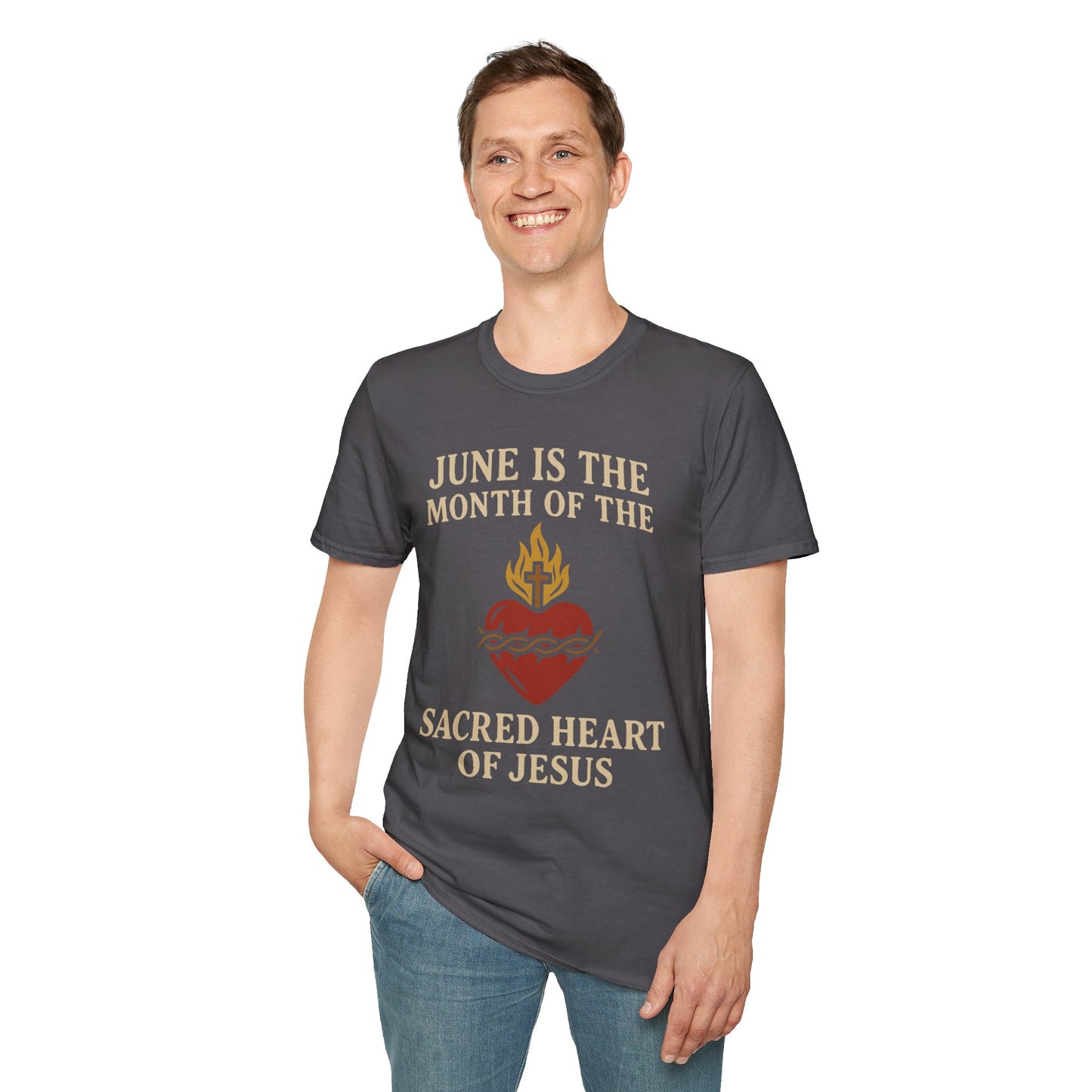 Sacred Heart of Jesus T-Shirt, Faith-based Tee, Christian Gift, Spiritual Apparel, Monthly Devotion Shirt