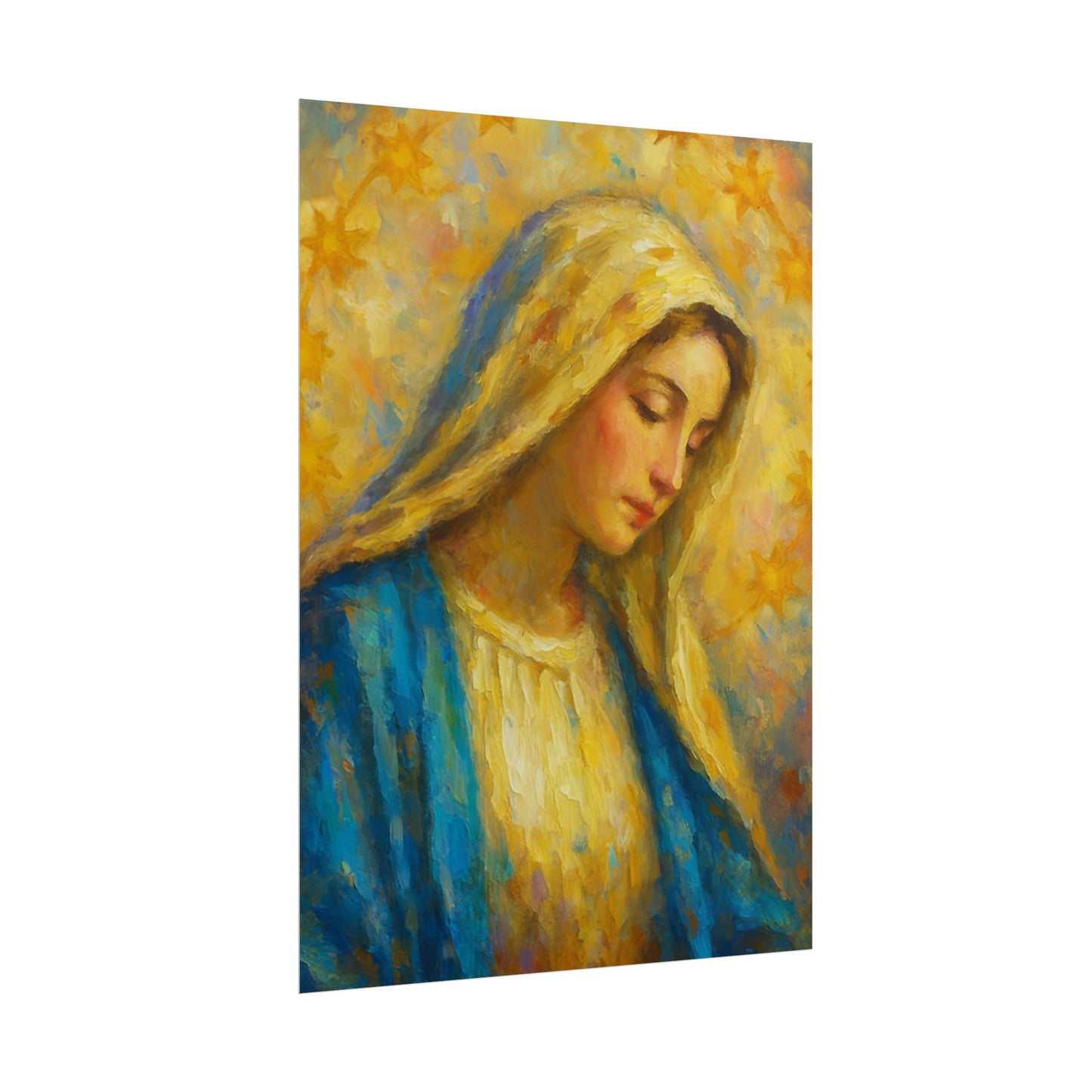 Virgin Mary Impressionist Art – Catholic Rolled Poster | 5x7, 8x10, 11x14, 16x20 Sizes
