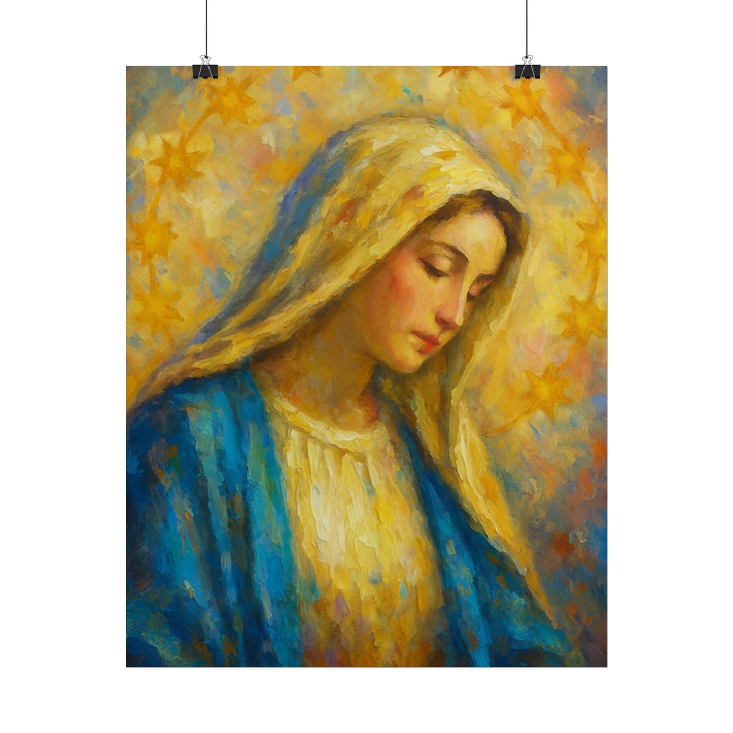 Virgin Mary Impressionist Art – Catholic Rolled Poster | 5x7, 8x10, 11x14, 16x20 Sizes