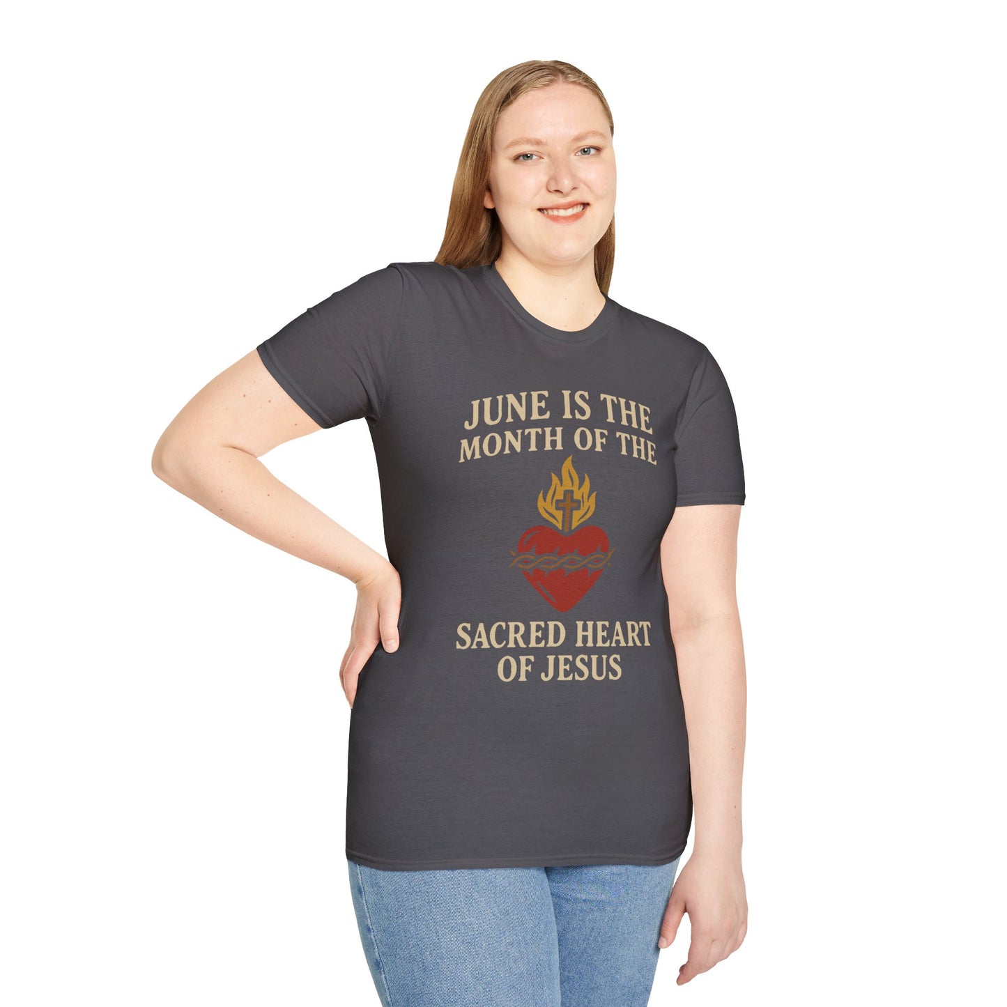 Sacred Heart of Jesus T-Shirt, Faith-based Tee, Christian Gift, Spiritual Apparel, Monthly Devotion Shirt