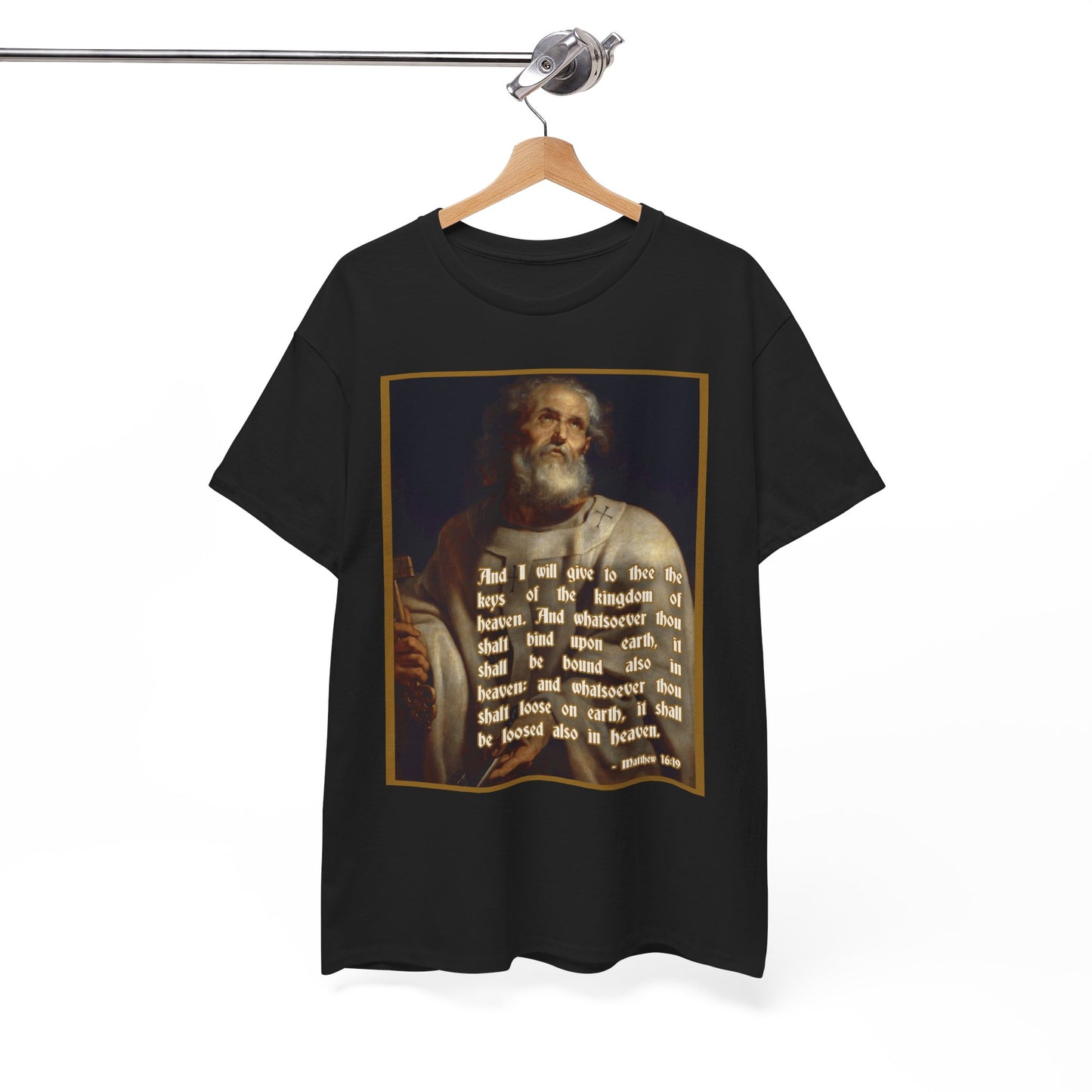 St. Peter Matthew 16:19 Christian Catholic T-Shirt - Black
