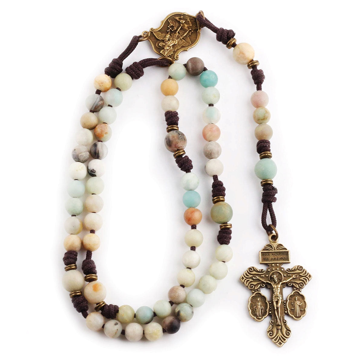 St. Michael Amazonite Stone Paracord Rosary