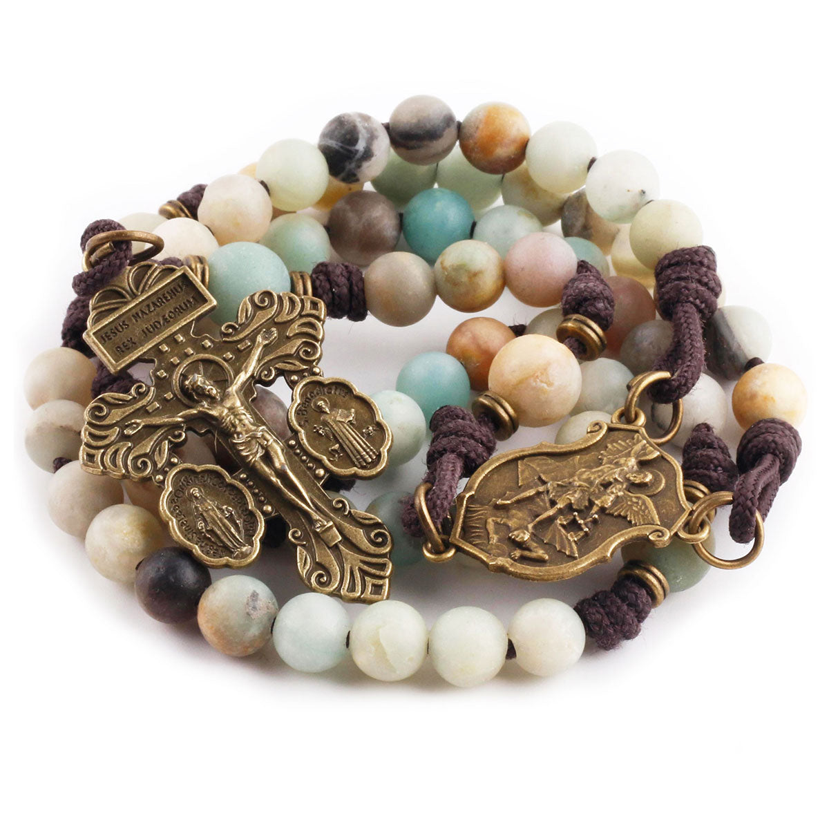 St. Michael Amazonite Stone Paracord Rosary