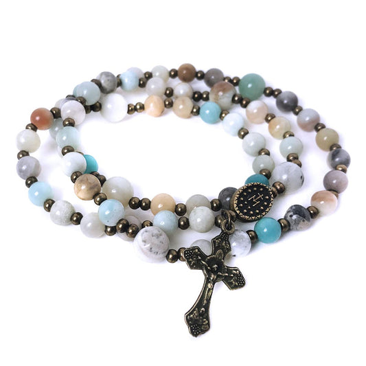 Amazonite Stone Full 5-Decade Catholic Rosary Bracelet by Catholic Heirlooms