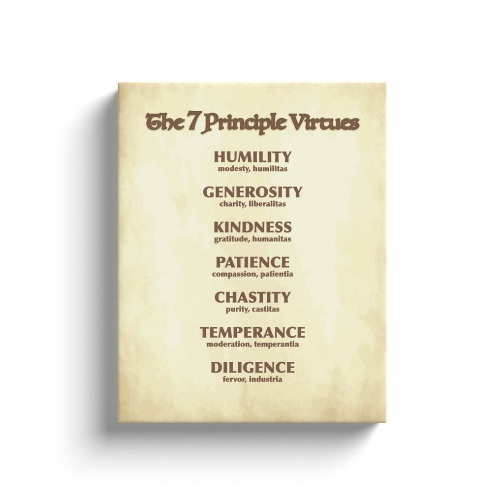 The 7 Principle Virtues – Catholic Wrapped Canvas Wall Art | 5x7, 8x10, 11x14 Sizes