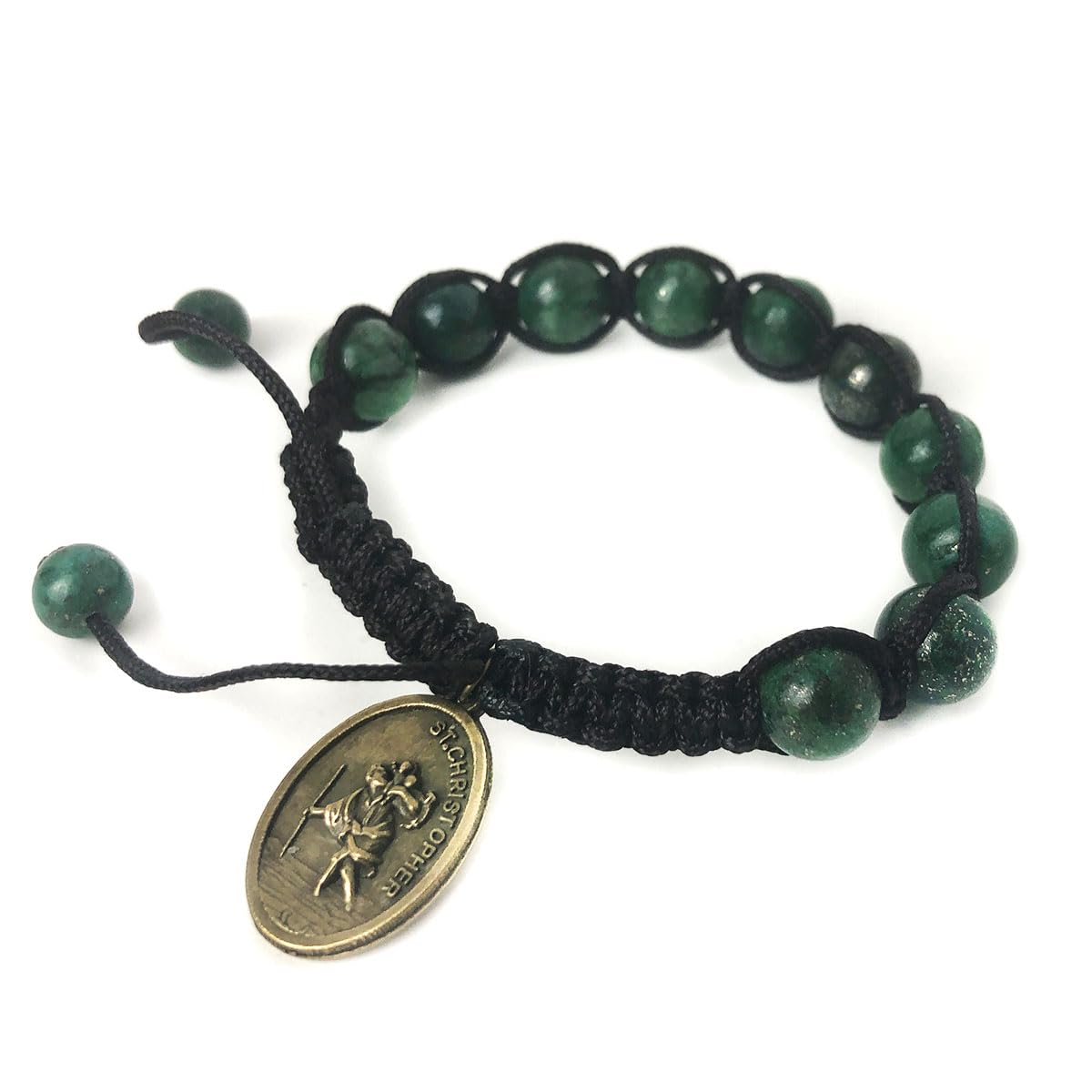 St. Christopher Azurite 8mm Stone Cord Rosary Set