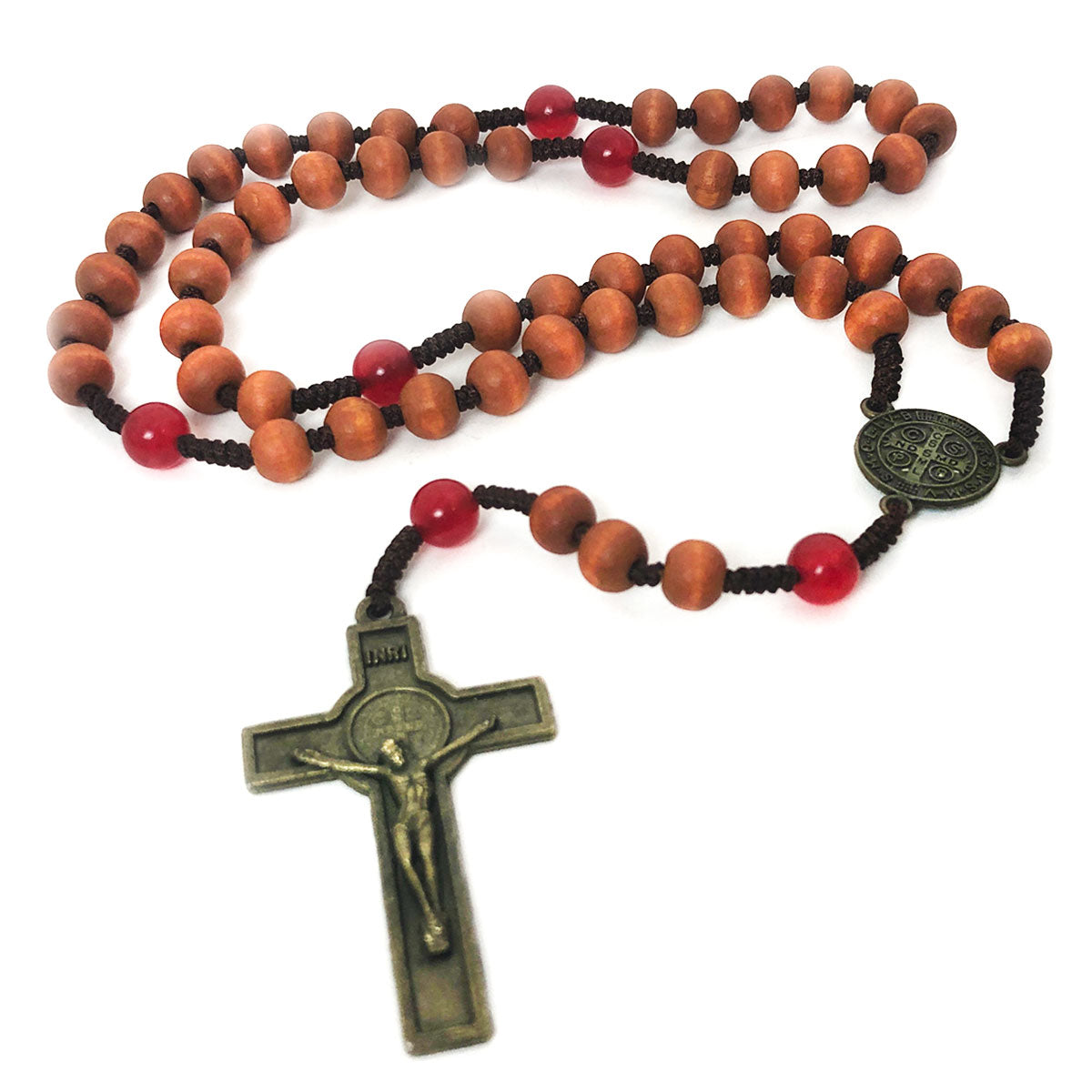 FREE St. Benedict Wood & Stone Cord Rosary Set (Just Pay Shipping)