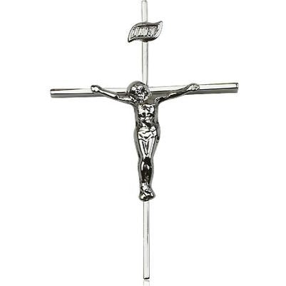 Crucifix Medal Necklace - Sterling Silver - 1-1/2 Inch Tall x 1 Inch Wide with 24" Chain
