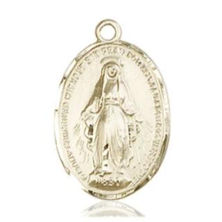Miraculous Medal - 14K Gold - 3/4 Inch Tall by 1/2 Inch Wide