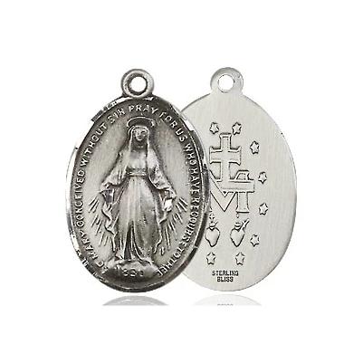 Miraculous Medal - Sterling Silver - 3/4 Inch Tall by 1/2 Inch Wide