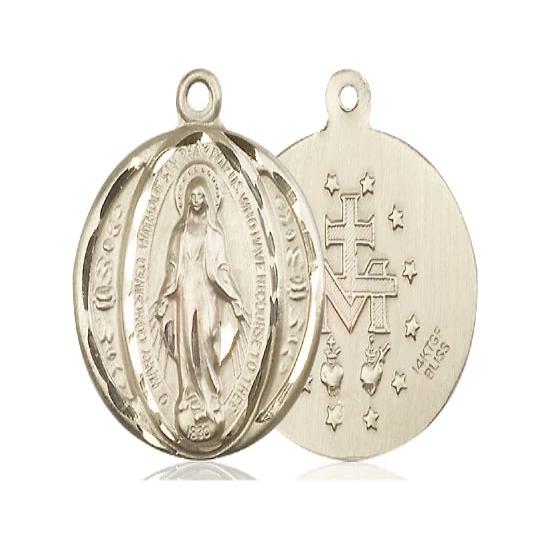 Miraculous Medal Necklace - 14K Gold Filled - 7/8 Inch Tall by 3/4 Inch Wide with 24" Chain