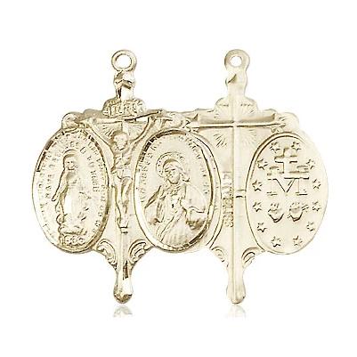 Miraculous Medal - 14K Gold - 7/8 Inch Tall by 5/8 Inch Wide