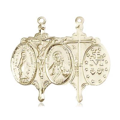 Miraculous Medal Necklace - 14K Gold - 7/8 Inch Tall by 5/8 Inch Wide with 24" Chain