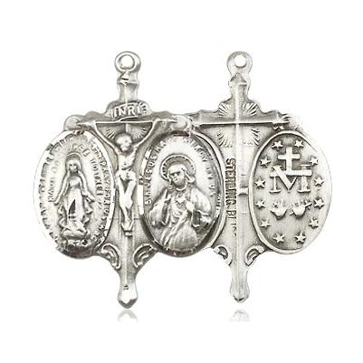 Miraculous Medal Necklace - Sterling Silver - 7/8 Inch Tall by 5/8 Inch Wide with 24" Chain