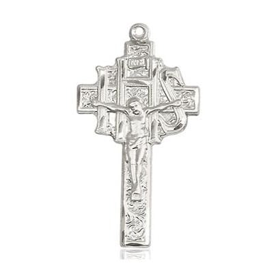 Crucifix-IHS Medal - Sterling Silver - 1 Inch Tall x 1/2 Inch Wide