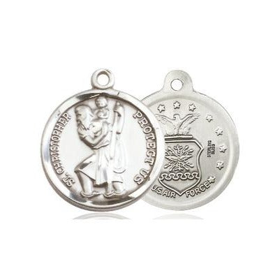 St. Christopher Air Force Medal - Pewter - 7/8 Inch Tall x 3/4 Inch Wide