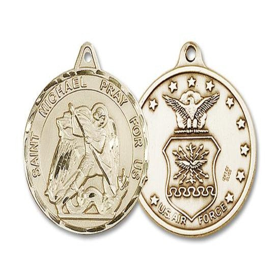 St. Michael Air Force Medal - 14K Gold Filled - 1-3/8 Inch Tall x 1-1/4 Inch Wide