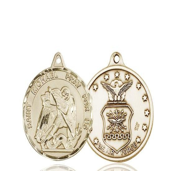 St. Michael Air Force Medal - 14K Gold - 1-3/8 Inch Tall x 1-1/4 Inch Wide