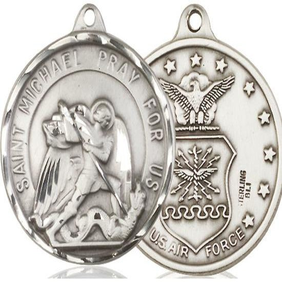 St. Michael Air Force Medal - Sterling Silver - 1-3/8 Inch Tall x 1-1/4 Inch Wide