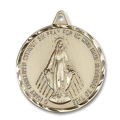 Miraculous Medal - 14K Gold Filled - 1-3/8 Inch Tall by 1-1/4 Inch Wide