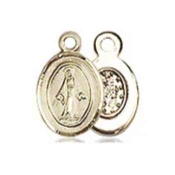 Miraculous Medal - 14K Gold - 3/8 Inch Tall by 1/4 Inch Wide