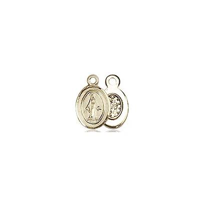 Miraculous Medal Necklace - 14K Gold - 3/8 Inch Tall by 1/4 Inch Wide with 24" Chain