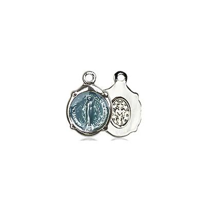 Miraculous Medal Necklace - Sterling Silver - 3/8 Inch Tall by 1/4 Inch Wide with 24" Chain