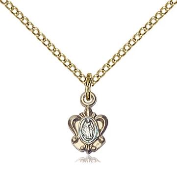 Miraculous Medal Necklace - 14K Gold Filled - 3/8 Inch Tall by 1/4 Inch Wide with 18" Chain