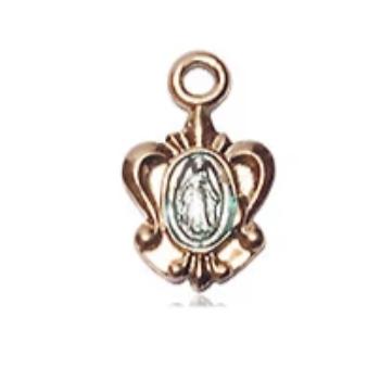 Miraculous Medal - 14K Gold - 3/8 Inch Tall by 1/4 Inch Wide